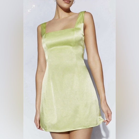 Meshki Dresses & Skirts - Meshki Carina Tie Back Mini Slip Dress in Pistachio Green